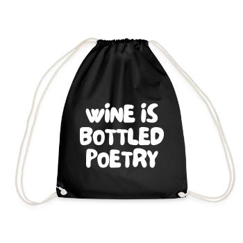 wine is bottled poetry - Drawstring Bag - black - Front