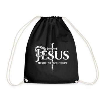 Kreuzkrone Jesus Motiv Glaube Kirche Gott Christ - Turnbeutel - Schwarz - Vorne