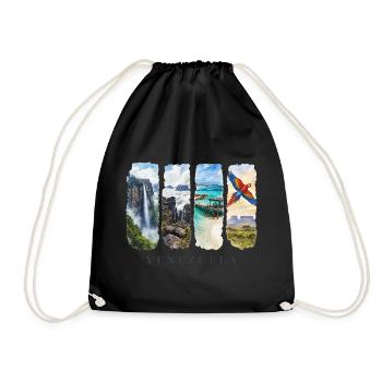 Venezuela Travel – South America Waterfall & Nature - Drawstring Bag - black - Front