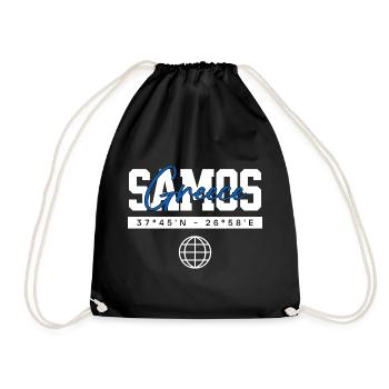 Samos Griechenland Koordinaten Reise Souvenir - Turnbeutel - Schwarz - Vorne