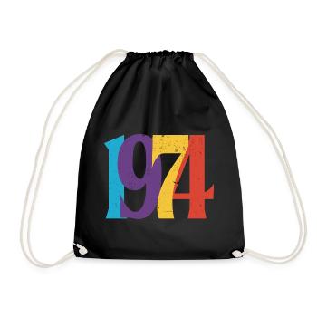 Geboren 1974 Geburtstagsgeschenk Geburtstag 74 - Turnbeutel - Schwarz - Vorne