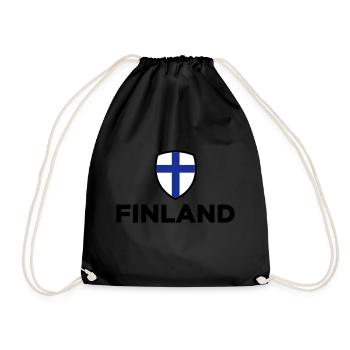 Nationalflagge von Finnland - Turnbeutel - Schwarz - Vorne