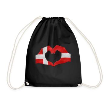 Touchez coeur Danemark drapeau 010 modèles ronds - Sac de sport léger - noir - Devant