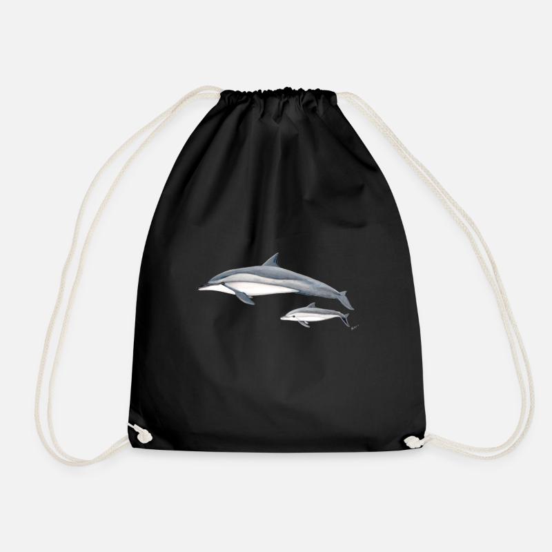 Spinner Delphin - Langschnauzendelfin - dauphin - Turnbeutel - Schwarz