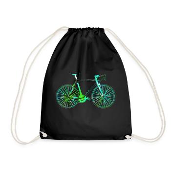 Bicycle cyclist cycling bike wheel gift - Drawstring Bag - black - Front