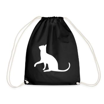 Katze Katze Katze Katze Katze Katze Mieze Pfote - Turnbeutel - Schwarz - Vorne