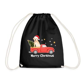 Labrador Weihnachts-Pickup - Turnbeutel - Schwarz - Vorne