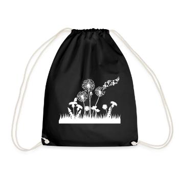 Pusteblumen Silhouette auf Gras - Turnbeutel - Schwarz - Vorne