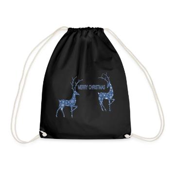 Blue reindeer couple for Christmas - Drawstring Bag - black - Front