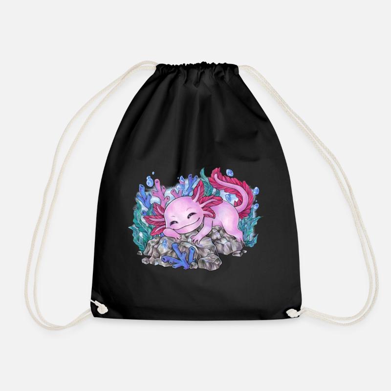 Niedlich Schlafendes Axolotl Unterwasser Geschenk - Turnbeutel - Schwarz