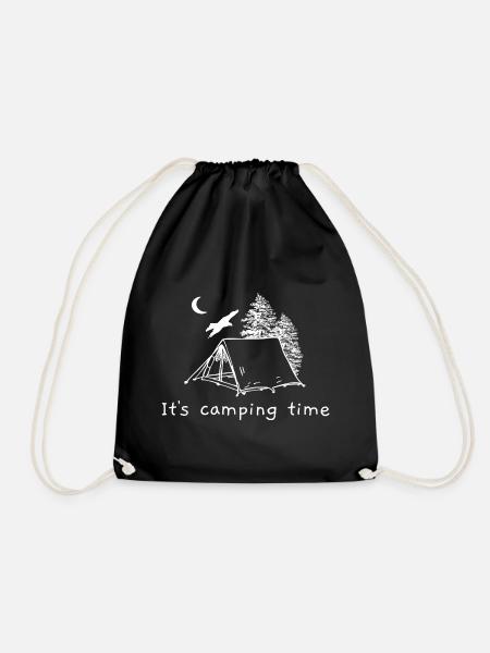 It's camping time Zelten Abenteuer Natur Wildnis - Turnbeutel - Schwarz