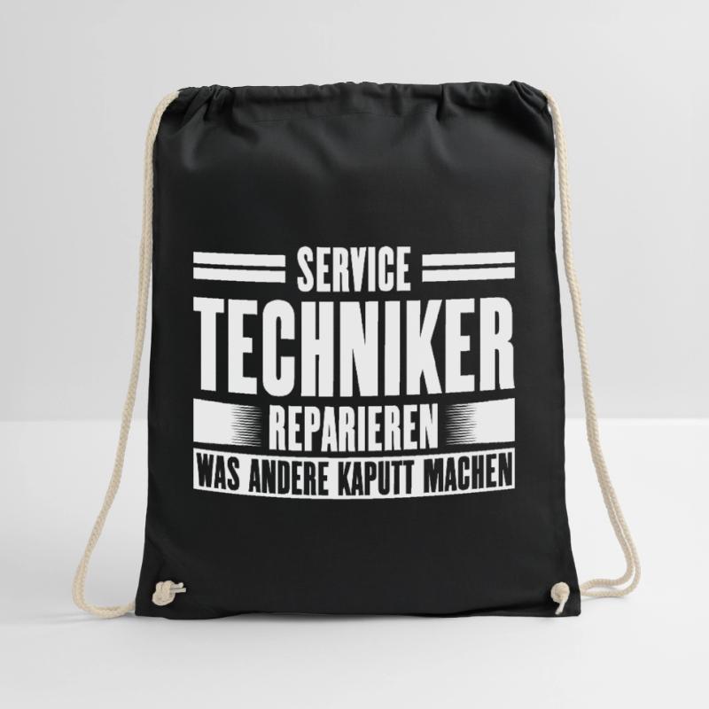 Service Technician Support Solution Slogan Service Drawstring Bag