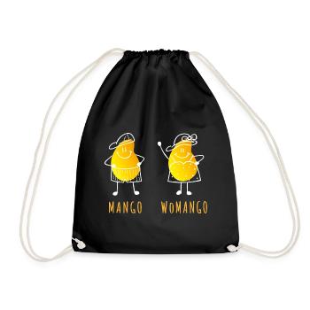 Mango - Womango - Wortspiel, Wortwitz - Turnbeutel - Schwarz - Vorne