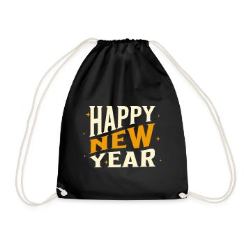 Happy New Year 2024 Silvester Neujahr Party Feier - Turnbeutel - Schwarz - Vorne