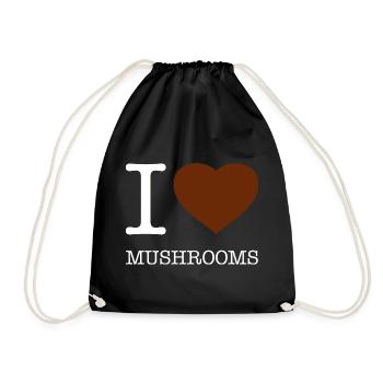 I LOVE MUSHROOMS - Drawstring Bag - black - Front
