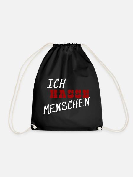 I hate people - Drawstring Bag - black