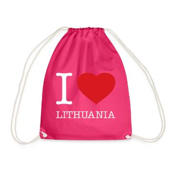 I LOVE LITHUANIA Litauen - Drawstring Bag - fuchsia - Front