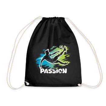 Passion – Conception de ballons de football pour de vrais footballeurs - Sac de sport léger - noir - Devant