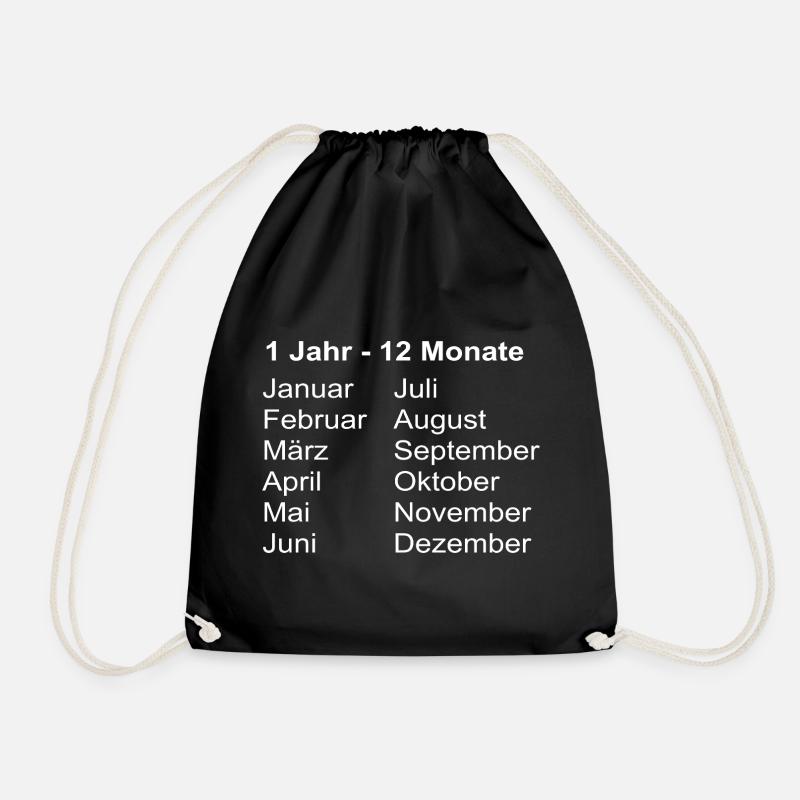 1Jahr 12 Monate Kalender Print - Turnbeutel - Schwarz