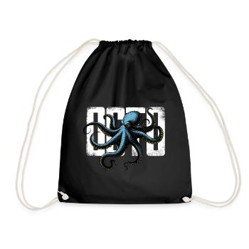 Stilisierter Oktopus - Turnbeutel - Schwarz - Vorne