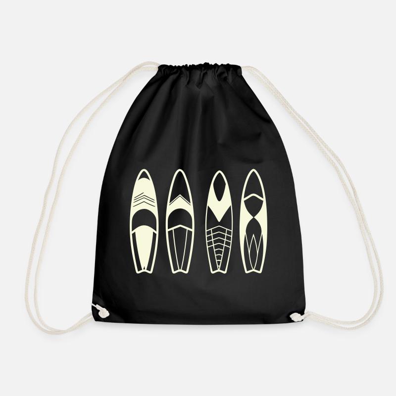 Minimalist Abstract Surfboards - Drawstring Bag - black