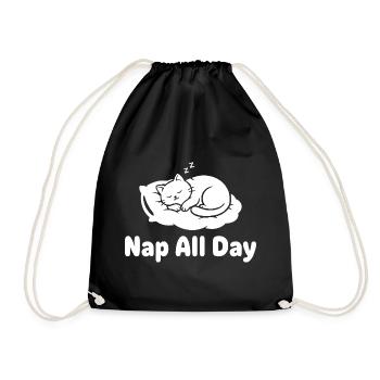Sieste de sommeil de chat toute la journée - Sac de sport léger - noir - Devant