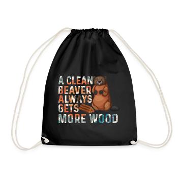 Clean beaver gets more wood - Drawstring Bag - black - Front