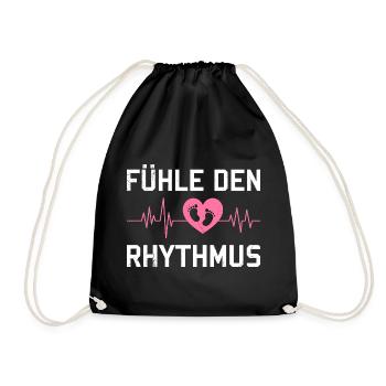 Expectant Mom FEEL THE RHYTHM Funny - Drawstring Bag - black - Front