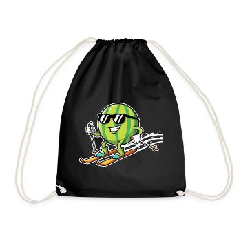 Pastèque sur des skis avec des lunettes de soleil - Sac de sport léger - noir - Devant