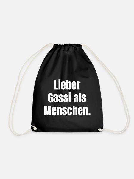 Lieber Gassi als Menschen Spruch - Turnbeutel - Schwarz