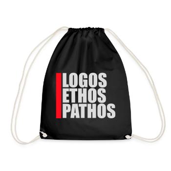 Logos Ethos Pathos Rhetorik Philosophie Student - Turnbeutel - Schwarz - Vorne