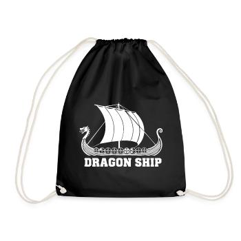 Drakkar-Drachen-Schiff Wikinger-Norse-Schiff - Turnbeutel - Schwarz - Vorne
