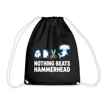 Nothing Beats Hammerhead Hammerhead Shark Motif - Drawstring Bag - black - Front