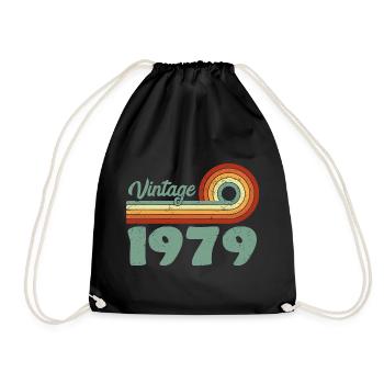 Vintage 1979 Retro Mountain Jubiläum 1979 - Turnbeutel - Schwarz - Vorne