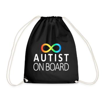 Autist on Board: Neurodiversity Stickers - Drawstring Bag - black - Front