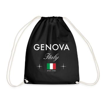 Genoa Italy Coordinates Travel Souvenir - Drawstring Bag - black - Front