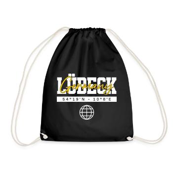 Lübeck Deutschland Koordinaten Reise Souvenir - Turnbeutel - Schwarz - Vorne