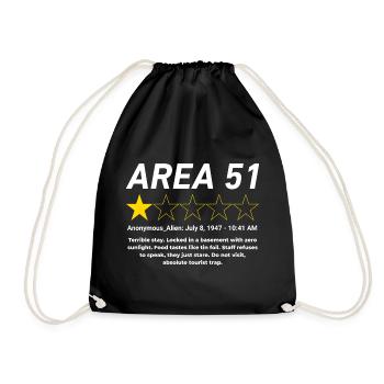 Area 51 Review One Star Alien Design - Turnbeutel - Schwarz - Vorne