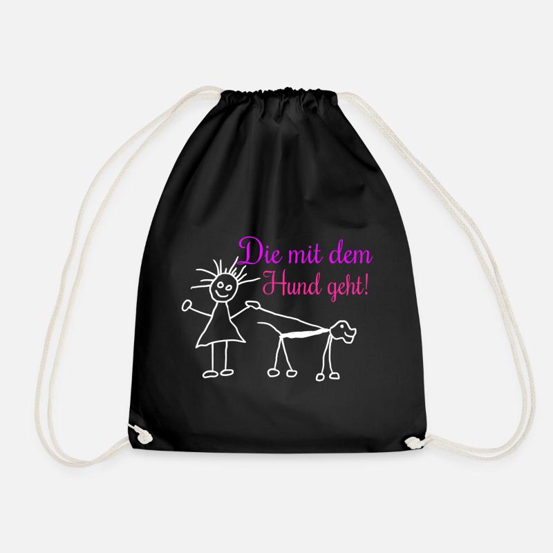 Die mit dem Hund geht ! - Turnbeutel - Schwarz