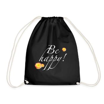 Be happy weiß - Sonja Ariel von Staden - Turnbeutel - Schwarz - Vorne