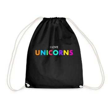 I love unicorns - Drawstring Bag - black - Front