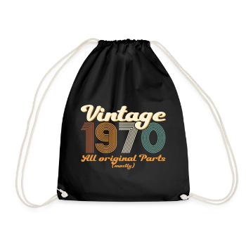 Original vintage 1970 cadeau de 52ème anniversaire - Sac de sport léger - noir - Devant