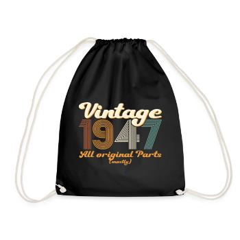 Original vintage 1947 75th birthday gift - Drawstring Bag - black - Front