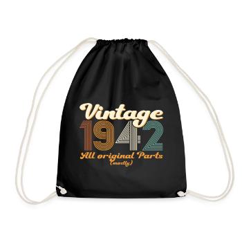 Original vintage 1942 80th birthday gift - Drawstring Bag - black - Front