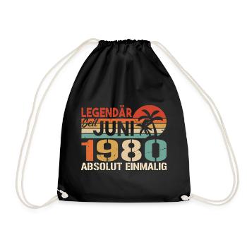 Legendär seit Juni 1980 - Geburtstag 1980 - Turnbeutel - Schwarz - Vorne