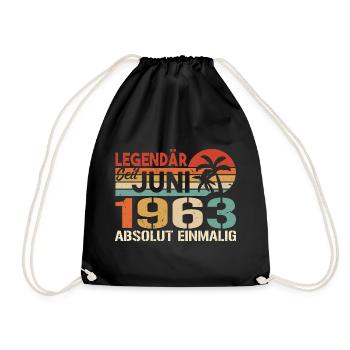 Legendär seit Juni 1963 - Geburtstag 1963 - Turnbeutel - Schwarz - Vorne