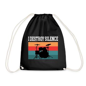 Batteur Batteur Je détruis le silence - Sac de sport léger - noir - Devant