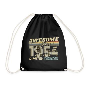 Vintage 1954 Retro - 1954 Birthday Gift - Drawstring Bag - black - Front