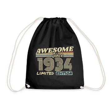 Vintage 1934 Retro - 1934 Birthday Gift - Drawstring Bag - black - Front