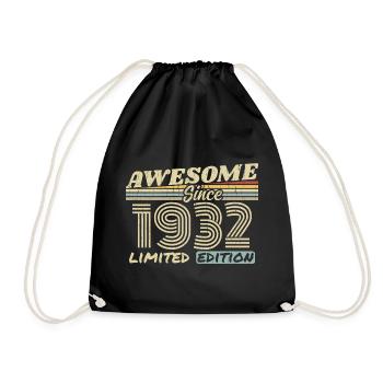 Vintage 1932 Retro - 1932 Geburtstagsgeschenk - Turnbeutel - Schwarz - Vorne